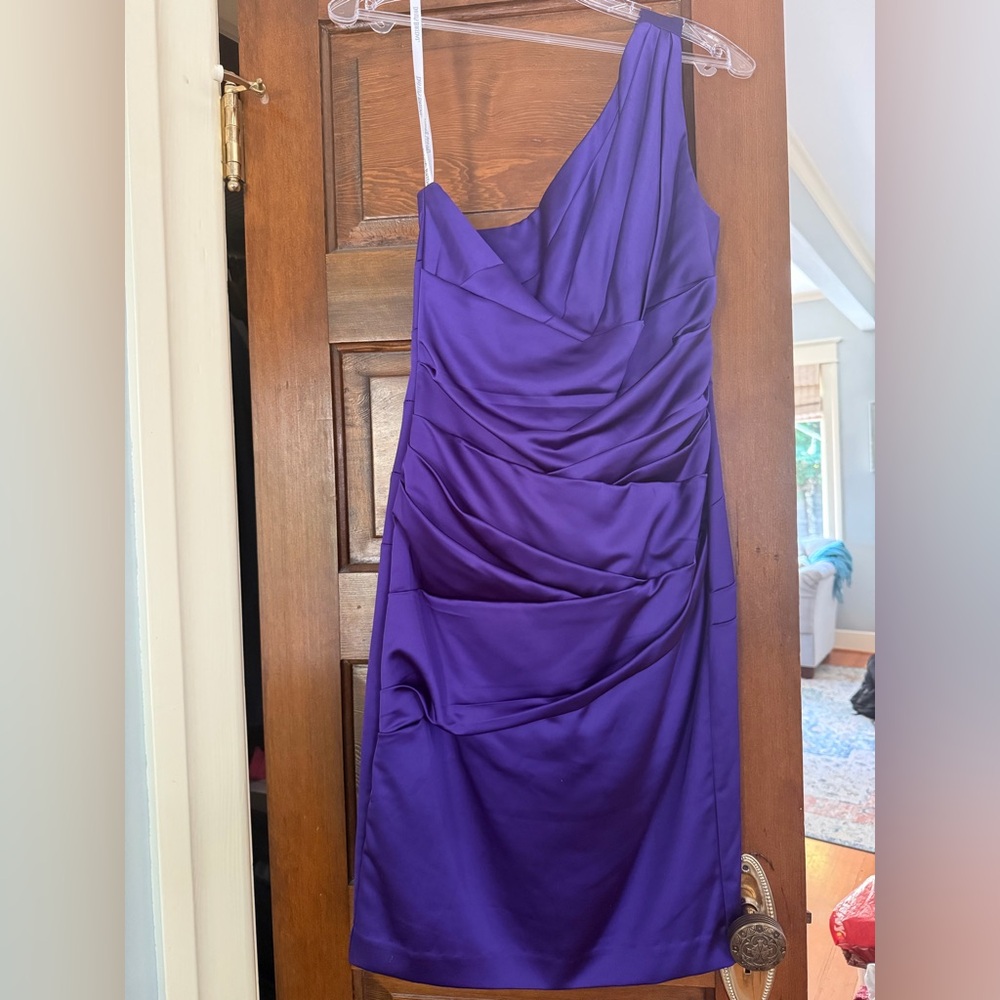 David's Bridal One-Shoulder Dress in Rich Purple